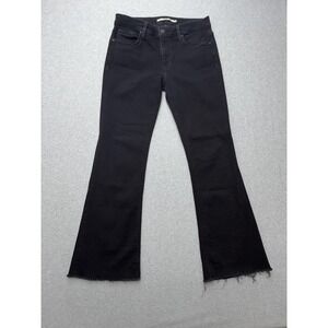 Hudson Nico Bootcut Jeans Womens 29 Black Mid Rise Raw Hem Stretch Denim